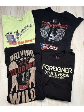 Lot 4 FOREIGNER Adult M/L Merch Graphic T-SHIRTS Double Vision Hot Blooded Juke